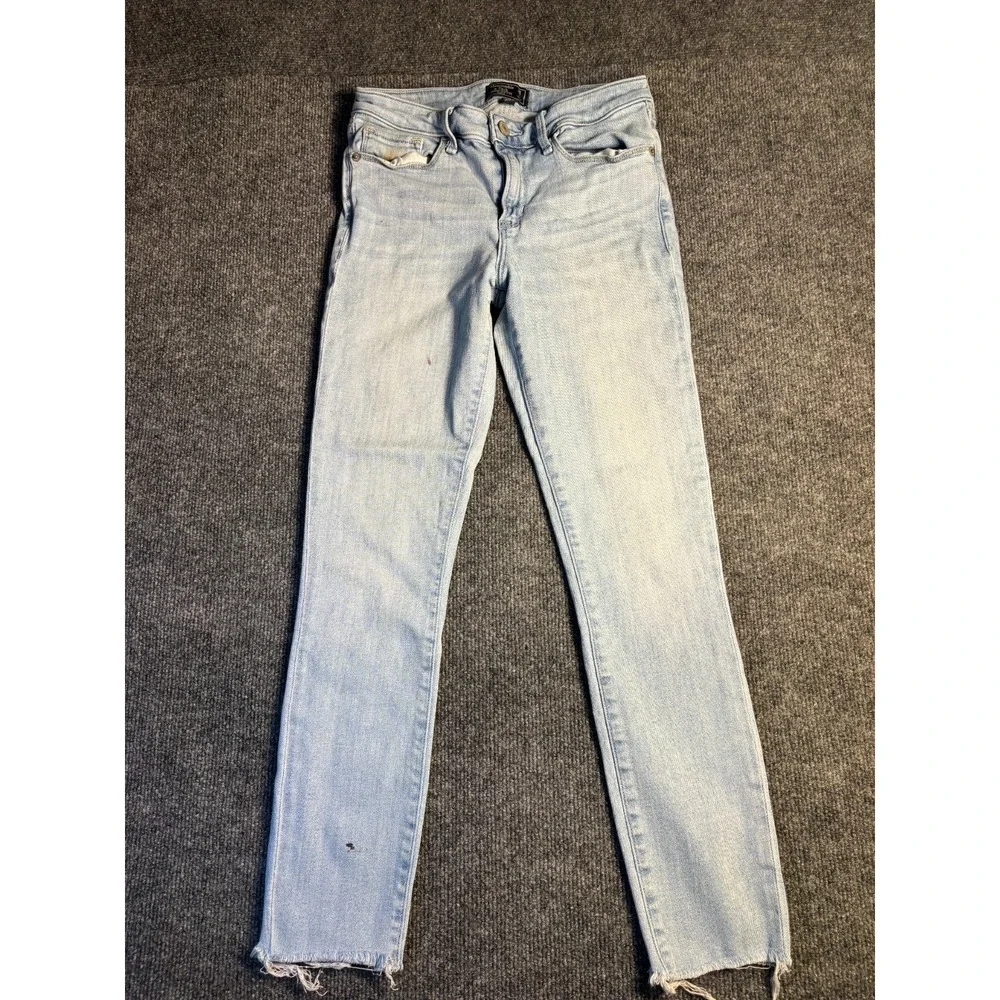 Abercrombie & Fitch Jeans Women's‎ 2R Blue Denim Harper Low Rise Ankle Raw Hem